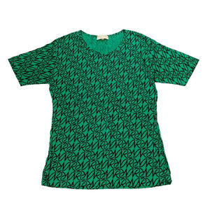 Nina Ricci Paris Vintage Women's T Shirt Top Size L New Green Logo Print